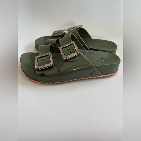 Zaxy Partner lii slides green size 8 jelly strap Arizona style big buckle - Picture 7 of 9